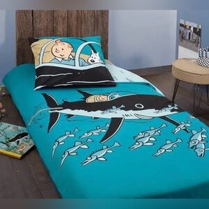 Tintin Shark Submarine Duvet Cover and Pillow Case for twin duvet